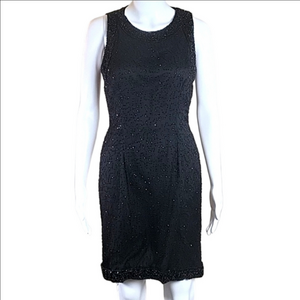 VTG Laurence Kazar 100% Silk Beaded Sleeveless Back Zip Coctail Party Dr…